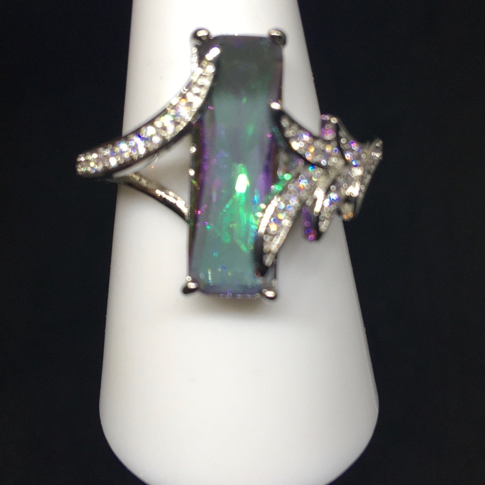 🖤Stamped925 Mystic crystal Diamond ring